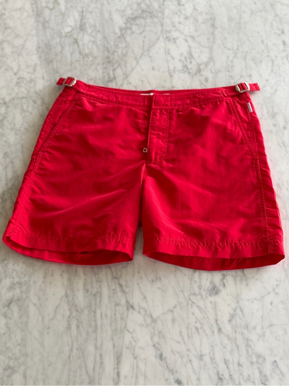 Orlebar Brown Bulldog Swim Shorts — Classic Red, Size 30